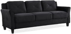 2 Piece Living Room Sofa And Loveseat Set In Black Microfiber Upholstery With 67.3 Inch Total Seat Width