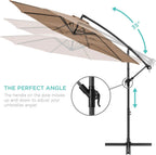 10 Ft Offset Patio Umbrella With Easy Tilt Adjustment And 8 Ribs Polyester Shade For Backyard Poolside