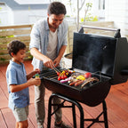 Barrel Charcoal Grill With Weather proofed Side Table