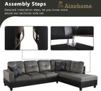 Two Piece L Shape Sectional Sofa Set With Chaise In Taupe Microfiber Right Hand Facing Living Room Furniture