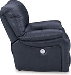 Modern Blue Leather Match Power Rocker Recliner With USB Port