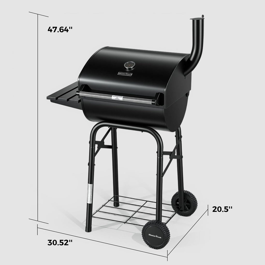 Barrel Charcoal Grill With Weather proofed Side Table