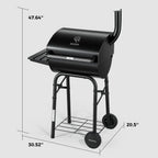 Barrel Charcoal Grill With Weather proofed Side Table