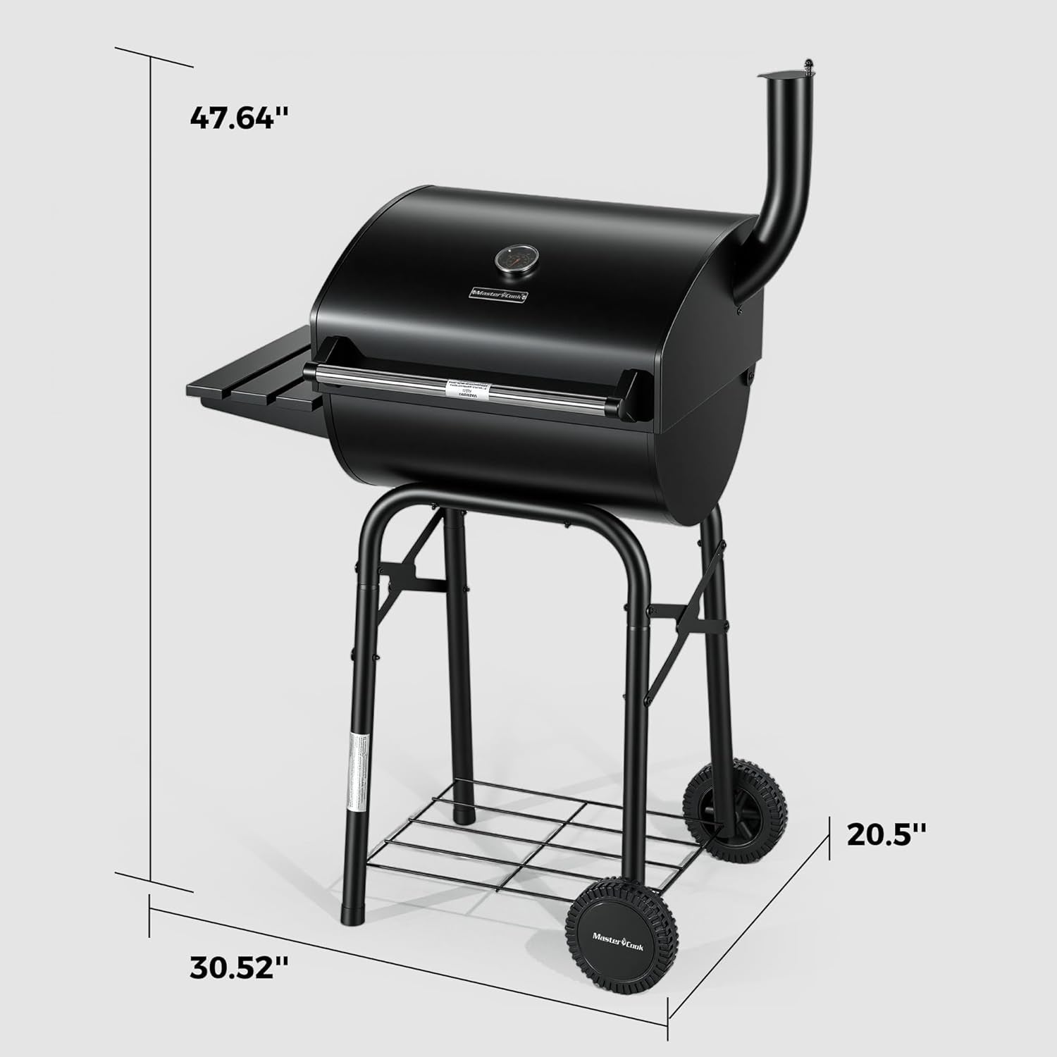 Barrel Charcoal Grill With Weather proofed Side Table