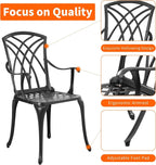 Outdoor Cast Aluminum Bistro Set 3 Piece Table And 2 Chairs Black