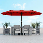 13Ft Patio Umbrella Red Weatherproof Reinforced Rib