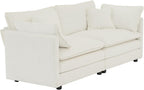 White Chenille Two Seater Upholstered Cozy Loveseat